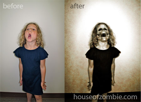 Before and After Photos of my new Zombie Art Technique